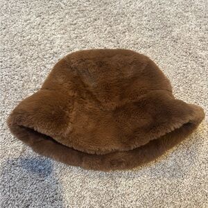 Free People Brown Faux Fur Hat